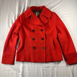 Old Navy Red Swing Pea Coat Womens M Double Breast Lined Pockets VINTAGE